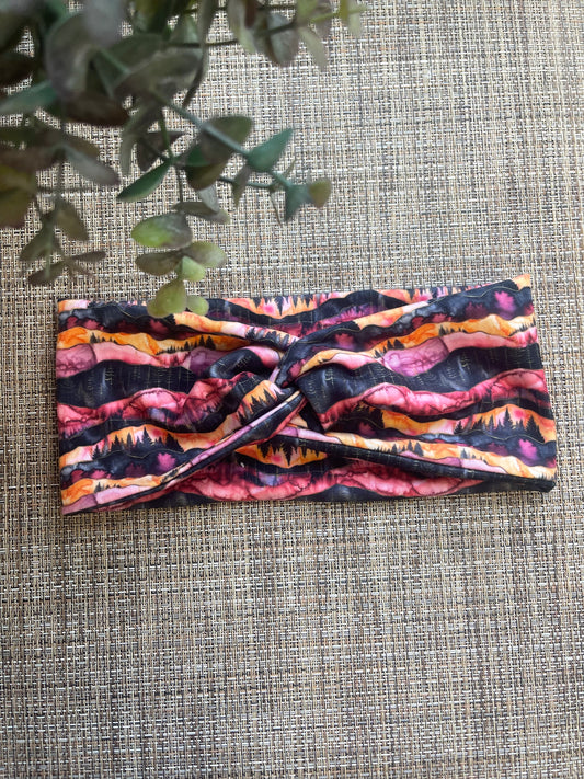 Pink Skies & Pines Twist Headband