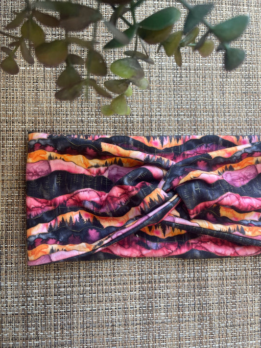 Pink Skies & Pines Twist Headband
