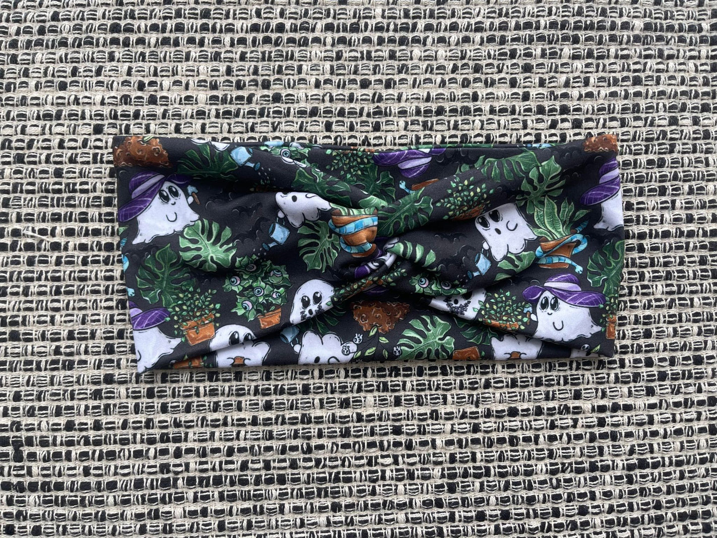 Ghosts & Monstera Leaves Twist Headband