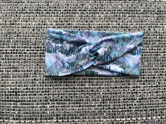 Mountains Purple Blue Twist Headband