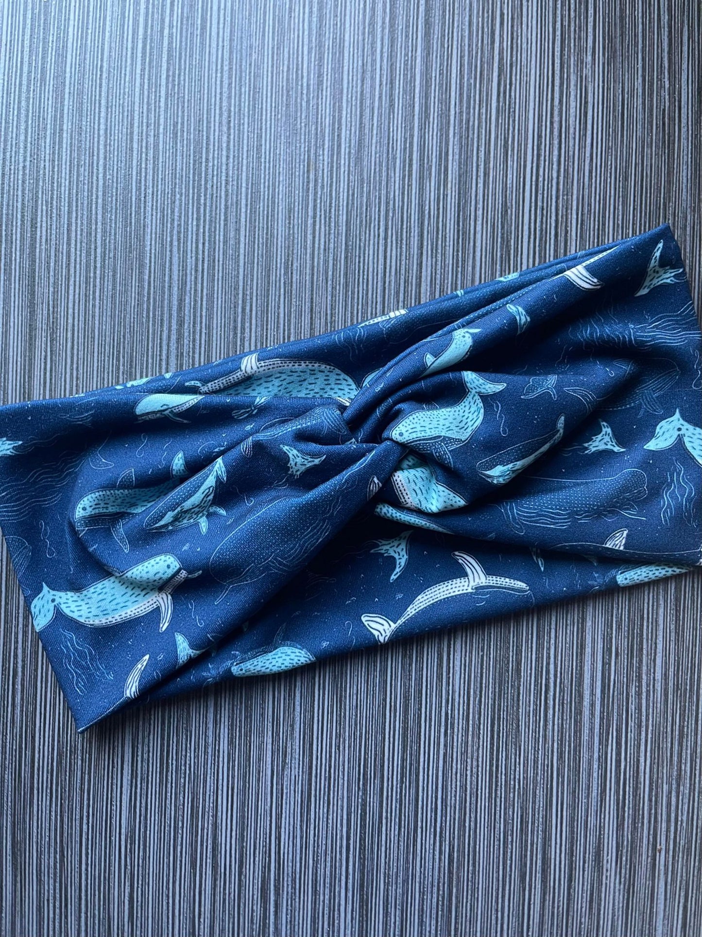 Whales on Blue Twist Headband