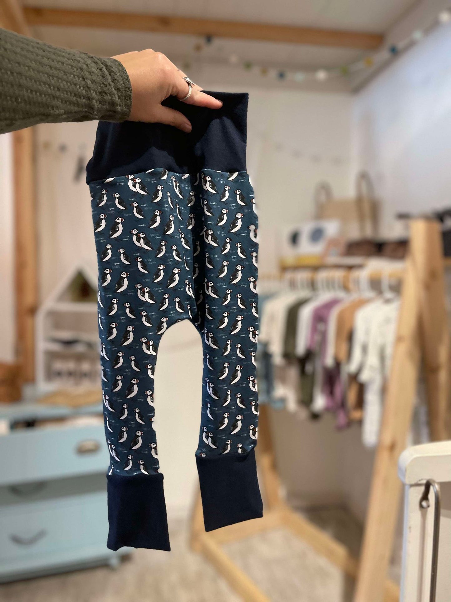 Navy Puffins Grow with Me Pants