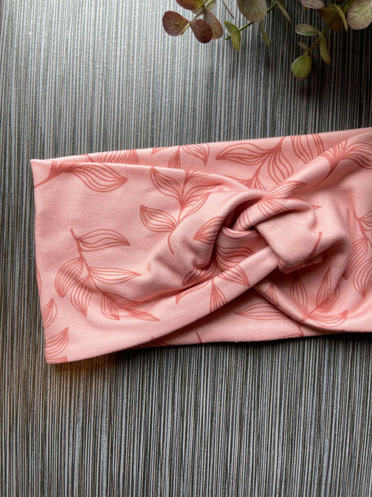 Light Pink Leaves Twist Headband