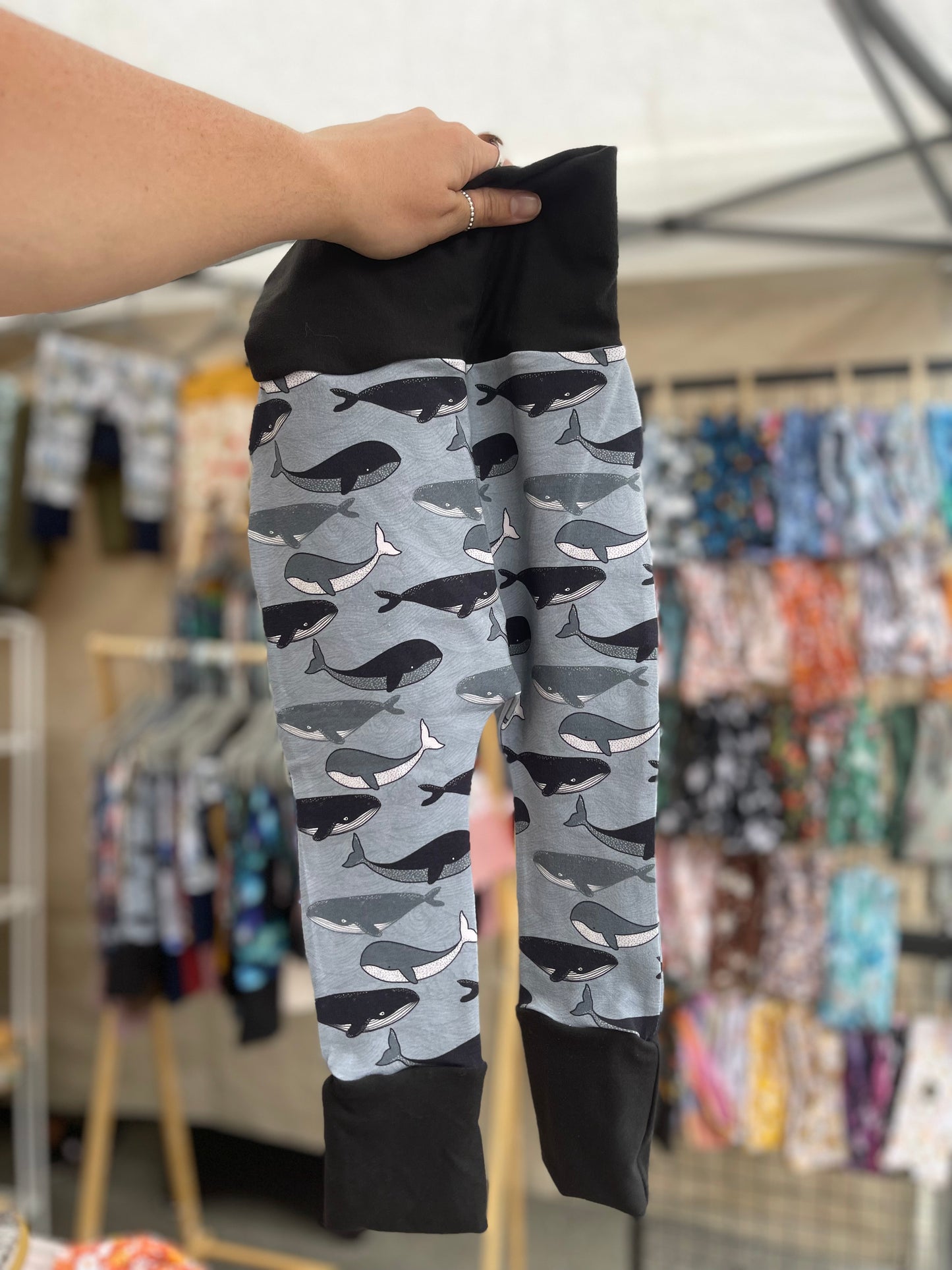 Whales Gray Grow with Me Pants