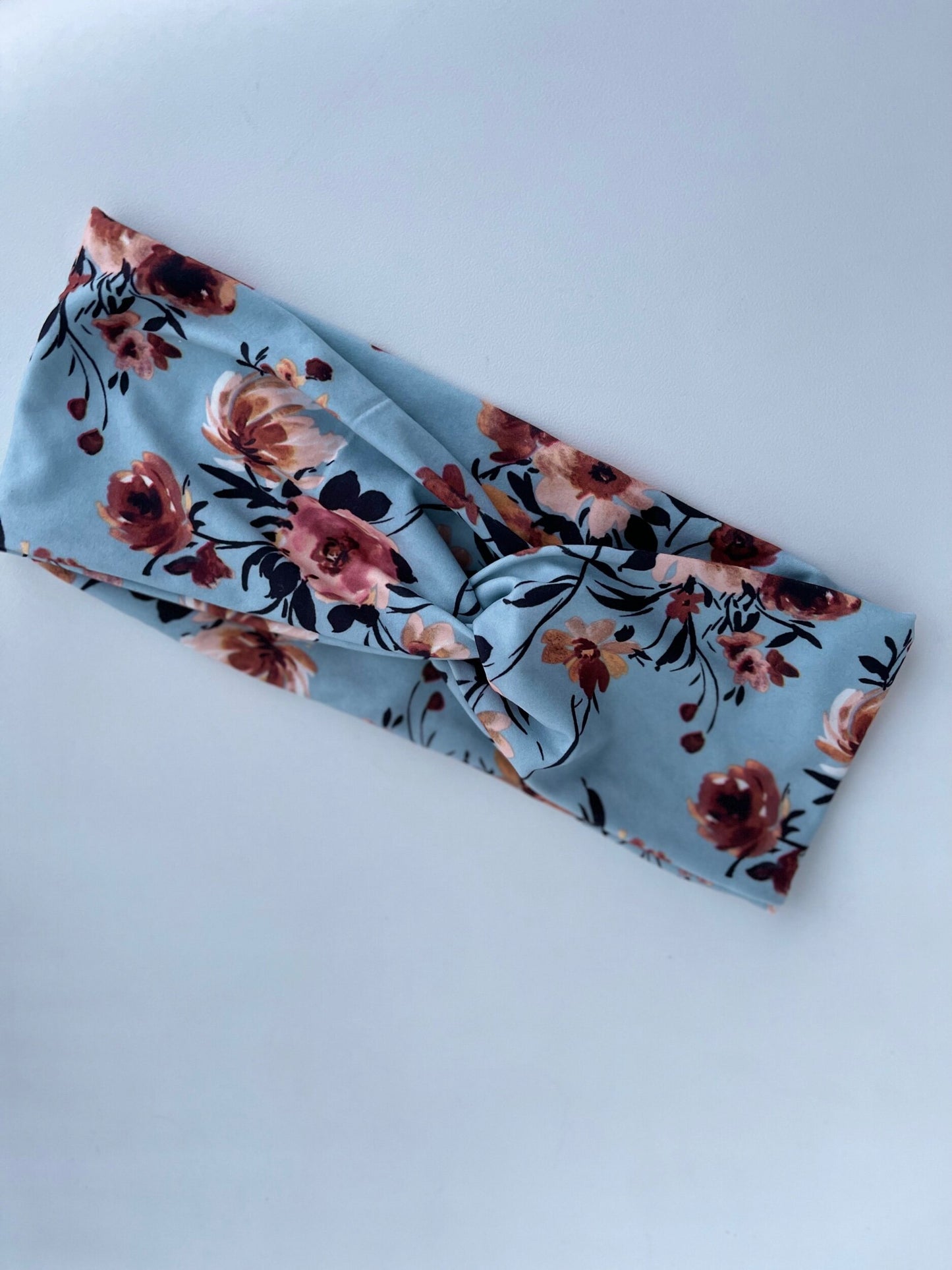 Blue Bouquets Twist Headband