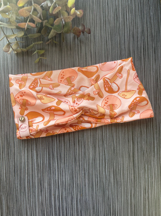 Peachy Mushrooms Twist Headband